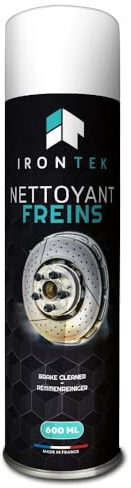 Nettoyant Freins 600 mL - IRONTEK | IT294 | Dégraissant Professionnel en aérosol | Jet Puissant Séchage Rapide | Élimine Graisse Suie Poussières | Auto Moto | fabriqué en France