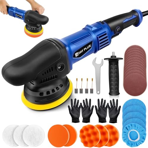 Polisseuse excentrique pour voiture, 920 W, kit de 32 pièces, machines de polissage avec 6 vitesses variables, traitement professionnel de voiture pour polir les voitures/meubles, avec plateau de