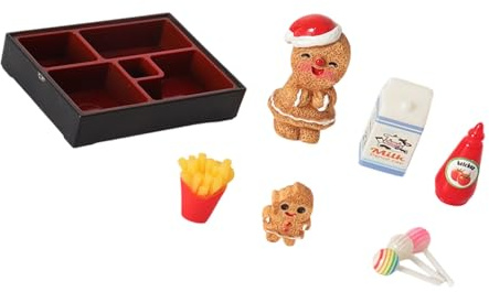 LfrXtra Modello Cibo Natalizio in Miniatura Omino Pan Decorazione della Casa delle Bambole Fritte 1/12 Stoviglie in Resina Scena Impostazione Puntelli Casa delle Bambole Scena Natale