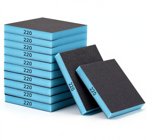 12 stycken slipsvampar 220 korn, vått och torrt slipblock, slipkuddar, flexibel slipsvamp för trä, metall, plast, gipsskivor, gipsskivor (12 x 10 x 1,3 cm)
