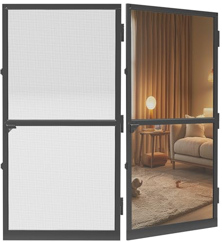Mosquitera antiinsectos para puerta, hasta 120 x 240 cm máximo, con marco de aluminio, kit de auto-construcción de tela de fibra de vidrio, pantalla antiinsectos - negro