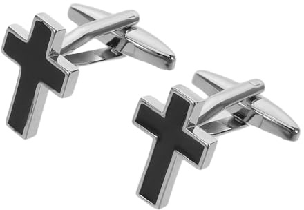 HORIALENCE 1 par manschettknappar med kors, manschettknappar i legering för religiösa smokingar, klassiska kristna accessoarer för herrarnas formella klädsel/dop/bröllop/årsdagspresent