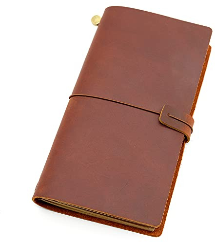 Anteckningsböcker, Notebook Resedagbok for resebok i äkta läder. Vintage handgjord kohudspresent
