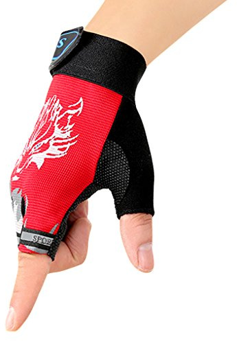 JIAHG Gants de Cyclisme Enfants Demi-Doigts en Maille Respirant pour Vélo Planches à roulettes Escalade Gants de Sport Antidérapant pour Garçons 4-7 Ans Mitaines Doux Convient au Printemps Été