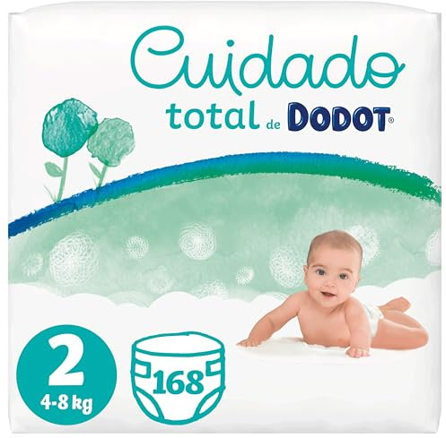 Dodot Pannolini per bambini per la cura totale taglia 2 (4-8 kg), 168 pannolini, morbida protezione della pelle con ingredienti di origine vegetale