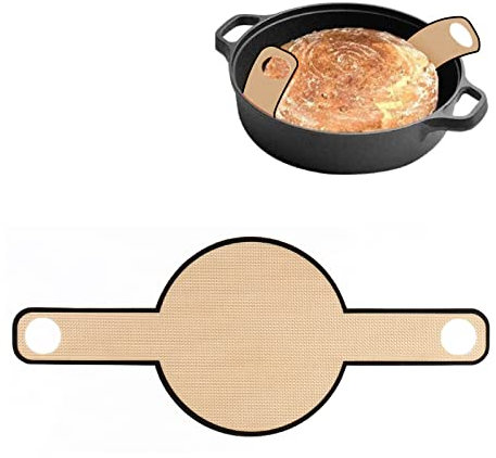 SOONHUA Silikon Back Matte für Dutch Ofen,Antihaft-Silikonmatte für Backbleche,Brot Backen Wiederverwendbare Silikon Teig Brot Sling Extra Lange Griffe für Brot Pan Ofen
