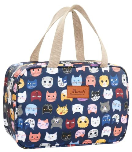 Trousse de Toilette Femme,Trousse de Toilette étanche Portable,Sac de Toilette Grande capacité Organisateur pour Le Voyage,Business,Pique-Nique (Chat Mignon)