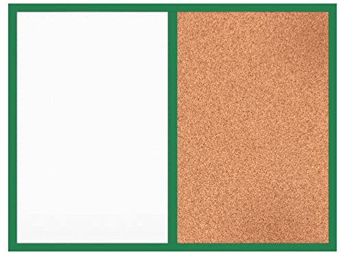 Kombitafel Whiteboard und Kork Pinnwand Magnettafel Korktafel Wandtafel Tafel 60x40 cm Grün