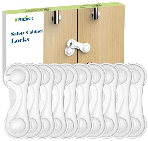 Kindersicherung Schrank Schubladen 10 Stück, Baby-Proofing-Baby-Sicherheitsschlösser, Schranksicherung Baby, Schrankschloss für Babys Kinder für Möbel, Küche, stark klebend, kein Bohren, langlebig