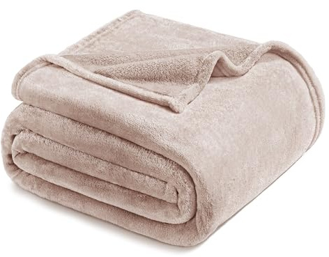 Exclusivo Mezcla Fleece Blanket Double Size for Bed, Super Soft and Warm, All Season Use, Cozy, Plush, Lightweight, 230x168 CM, Camel