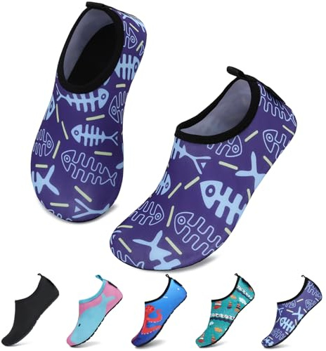 SAGUARO Escarpines Niño Niña Zapatillas para Agua Zapatos de Río Playa Calzado Deportes Acuáticos para Piscina Buceo Surf Natación Nadar Mares Vela Rocas, Azul Marino, 26/27 EU