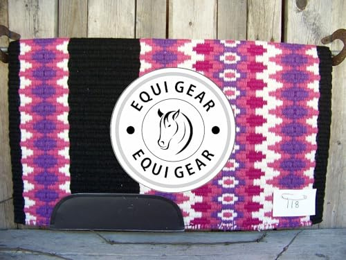 EQUIGEAR Horse Western Ranch Sottosella/Coperta da sella Western in lana neozelandese con imbottitura in lana con sensore Flex (personalizzazione disponibile) AS87 (34 x 33)