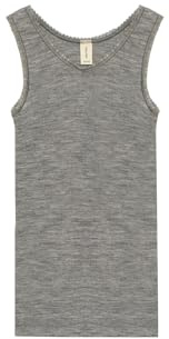 Dilling Kinder Unterhemd aus 100% Bio-Merinowolle – 1x1 Glattstrick, Mulesingfrei & Temperaturausgleichend – Unisex Tanktop für Jungen & Mädchen - Grau meliert 146/152