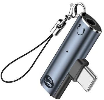 SinLoon Adattatore audio da USB C a 3,5 mm, USB tipo C a jack per cuffie AUX e alimentatore PD 2 in 1 da 100 W, DAC, adattatore per cuffie per dispositivi USB-C senza interfaccia da 3,5 mm