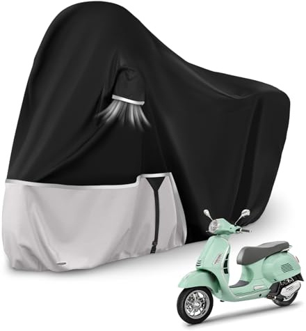 Telo moto per esterno per Piaggio Vespa GTV GTS GT60/125/200/250/300 (senza bagagliaio), 420D tessuto Oxford impermeabile resistente all'inverno telo coprimoto copri moto