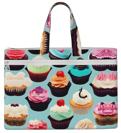 SDEGTHO Colorful Cupcakes Zippered Document Bag With Handle For Carrying Paper Files Books Filing Folder