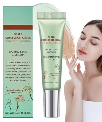 Crema De Corrección Roja CC, Hidratante Tintado De Piel De Piel, Multipropósito Que Ajusta La Crema CC CCOLA Cobertura Para Mujeres