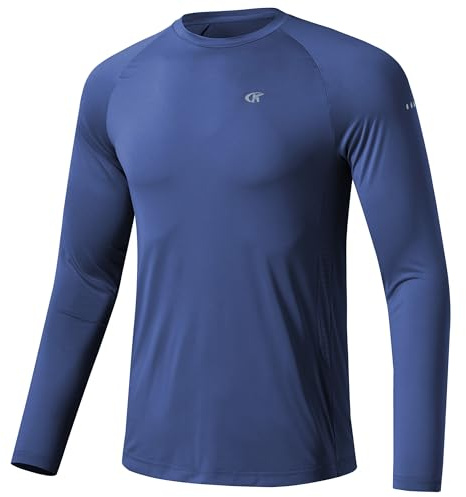 Huayuzh Herren UV-Schutz Rashguard UV Shirt UPF 50+ Langarmshirt Schwimm T-Shirt Schnelltrocknend Atmungsaktiv Surfen Marineblau 2XL