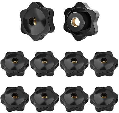 Lvjkes 10 Piezas Tuercas de apriete manual M5, Estrella perilla moleteada, Empuñadura de Estrella, Diámetro exterior 25 mm, Para equipos industriales, ingeniería eléctrica, equipos de transporte