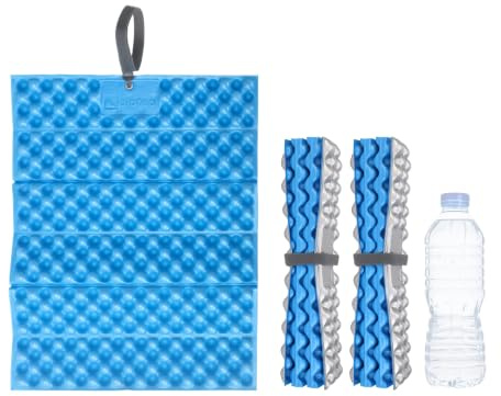 Alpteq® RastPlatz Lot de 2 coussins d'assise pliables, thermiques, d'extérieur, pour le jardin, le camping et les loisirs, imperméables, isolants et ultra légers, idéaux pour sac à dos et chaise, bleu