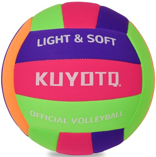 KUYOTQ Soft Indoor Volleyball for Indoor Practice, Super Soft and Light Safe Sport Gear Fabric Volleyball for Kids Youth and Adult Beginners, Perfect for House and Garden Training Games