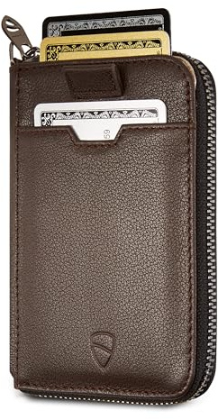 Vaultskin Notting Hill Cartera de Piel con Cremallera y RFID | Diseño fino, tarjetero para hombre y mujer, anilla para llaves, caja de regalo