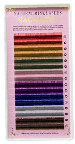 1Pack Handmade False Eyelashes Set Rainbow Colored Fake Eyelashes Natural Soft And Comfortable Individual Eyelash Extension(0.07C,12mm)