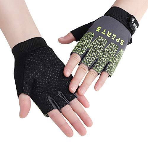 TINAYAUE Kids Half Finger Cycling Gloves Mittens, Breathable & Non Slip, Shockproof Sports Training UV Protection Fingerless Bike Riding Gloves for Boys Girls