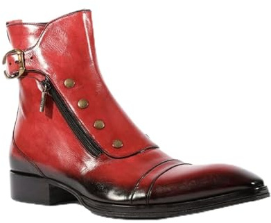 Chelsea-Stiefel Aus Kunstleder - Männer Business Stiefeletten Mode Spitz Nieten Reißverschluss Schuhe Herbst Dicksohle Gladiator Stiefel Schuhe,Rot,43