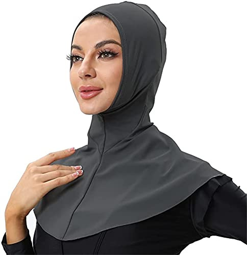 nadamuSun dam simma hijabs full täckning simma halsduk solskydd, Mörkgrå, M