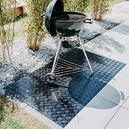 PROFOLIO Schwarze Grillunterlage Für Alle Grills - Bodenschutzmatte als Hitze- und Funkenschutz - Feuerfeste Grillmatte für Gasgrill, Elektrogrill und Holzkohlegrill - 160 x 90 cm - Größe Wählbar