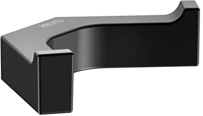 Keuco Handtuchhaken doppelt aus Metall, schwarz-matt, eckig, für Badezimmer, mit zwei Haken für Handtücher und Bademäntel, Edition 11