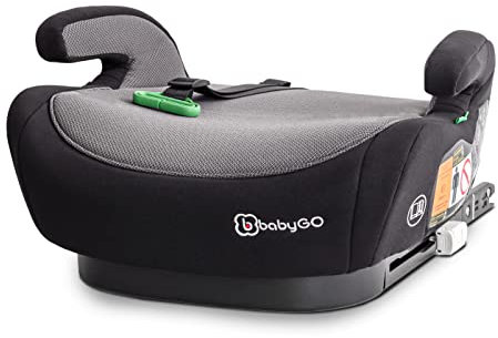 babyGO Sitzerhöhung Bursa IV nach neuer I-Size Norm - Kindersitzerhöhung mit verstellbarem Isofix - Kindersitz/Autositz für Kinder (125-150 cm) Schwarz