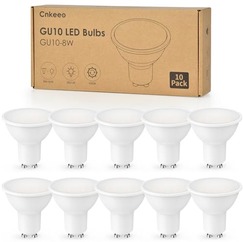 Cnkeeo Lampadine LED GU10, 10 Pezzi 8W Lampadina GU10, Bianco Caldo 3000K 880LM, Non Dimmerabile, LED Risparmio Energetico e Protezione Occhi