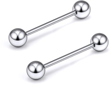 Xnsjeyy 14G Astm F136 Titanium Nipple Tongue Rings Piercing Jewelry 14 Gauge G23 Titanium Straight Barbell Tongue Nipple Ring Piercing Jewelry For Women Men Bar Length 19MM