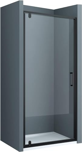 doporro Duschtür Nischentür dusche Duschabtrennung Duschkabine 80x200cm Duschtür ESG-Sicherheitsglas Nischentür Klarglas Duschwand schwarz inkl. Nano-Beschichtung Teramo61K