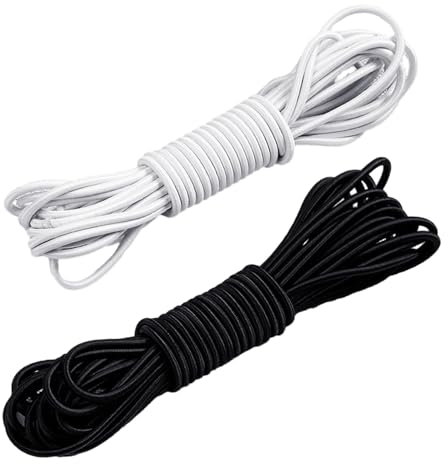 Corda elastica da 20 m, corda elastica da 3 mm, corda elastica rotonda, corda elastica in gomma, impermeabile e resistente all'usura, adatta per campeggio, lacci, attrezzature sportive