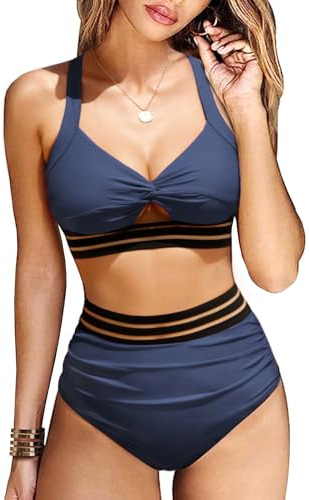 UMIPUBO Maillot de Bain Femme 2 Pieces Bikini Taille Haute L'été Sexy Gainant Ventre Plat Cache Ventre Push Up Swimwear de Plage