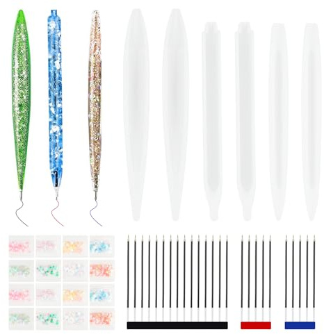 6 penne a sfera in resina epossidica, stampi in silicone, con 25 ricariche e glitter a 16 colori, stampi in silicone, resina epossidica per fai da te