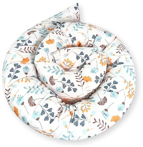 Bebeloo Bettschlange Bettkissen Seitenschläferkissen Nackenrolle Schlafkissen Kuschelschlange Stillkissen Zierkissen Zugluftstopper Body Pillow Baumwolle (210 cm, Feldblumen)