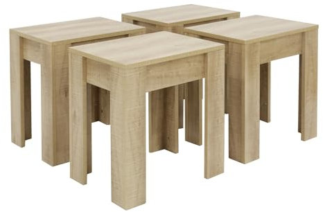 FURNITABLE Juego de 4 Taburetes para Comedor o Cocina, Soporta hasta 120 kg, Fabricado en Madera Aglomerada, 40 x 30 x 45 cm, Roble