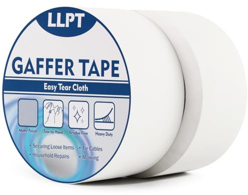 LLPT Cinta Adhesiva Resistente Blanco | Cinta de Aluminio Blanco |Cinta de Tela Resistente,Adhesiva e Impermeable | Para Reparar,Fijar,Reforzar y Sellar(PGT515P2WT) | 2 paquetes | 50 mm x 15 m