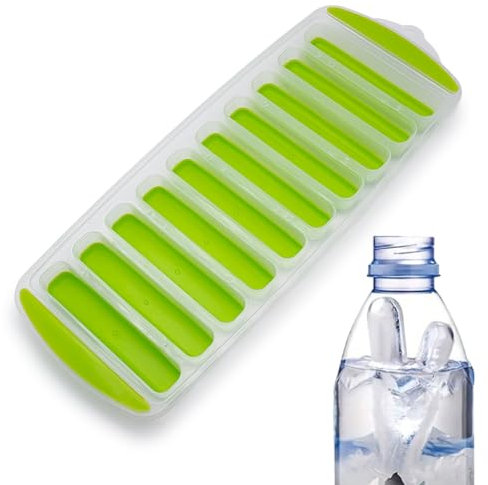 Stampo in Silicone per 10 Cubetti di Ghiaccio a Bastoncino Stick - Flessibile, Lavabile, Sicuro - Adatto per Bottiglie, Cocktail, Caramelle, Gelatine, Cioccolato (VERDE)