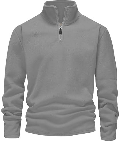 Blu Apparel Mens 1/4 Zip Fleece Sweater Heavy Weight Hiking Outdoor Camping Warm Jumper For Men Pullover Half-Zip