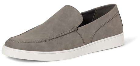 Amazon Essentials Men's Casual Slip-on Loafer Sneakers, Grey Faux Suede, 10