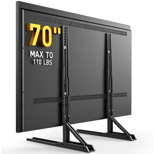 Perlegear Supporto TV da Tavolo per Televisori da 22-70 Pollici, Supporto TV Universale con 3 Opzioni di Altezza, Base di Ricambio per TV, Sostiene fino a 50 kg, VESA Massimo 800x600 mm
