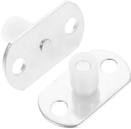 DECOMELODY 2 Guides De Sol Coulissants En Métal Pour Porte De Grange, Roulettes Nylon Tête Plastique Blanche, Largeur 10 Mm, Lot De 2, Accessoire Robuste Pour Portes Coulissantes D’armoire Et Placard