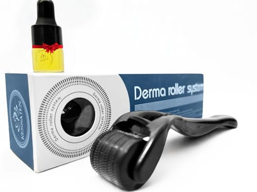 DermaRoller 0.5mm, Lutte Contre la Perte de Cheveux et Barbe, Stimule la Repousse, Microneedling Visage, Soin Anti-Chute, Acier Chirurgical, Croissance Capillaire Ebook offert
