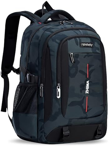 Tanou Schulrucksack Jungen Rucksack Teenager, Camouflage-Schultasche für Jungen mit Großer Kapazität, Modischer Ranzen Tagesrucksack für Schule und Reisen, Grün