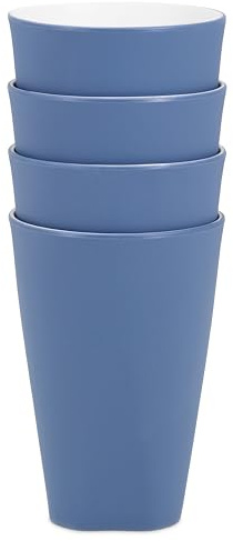 Blue Pool Dinnerware Set, Durable Lightweight, Dinner Plates, Side Plates, Bowls, Tumblers, Ideal for Indoor/Outdoor Dining, Microwave/Dishwasher Safe (4, Tumblers)